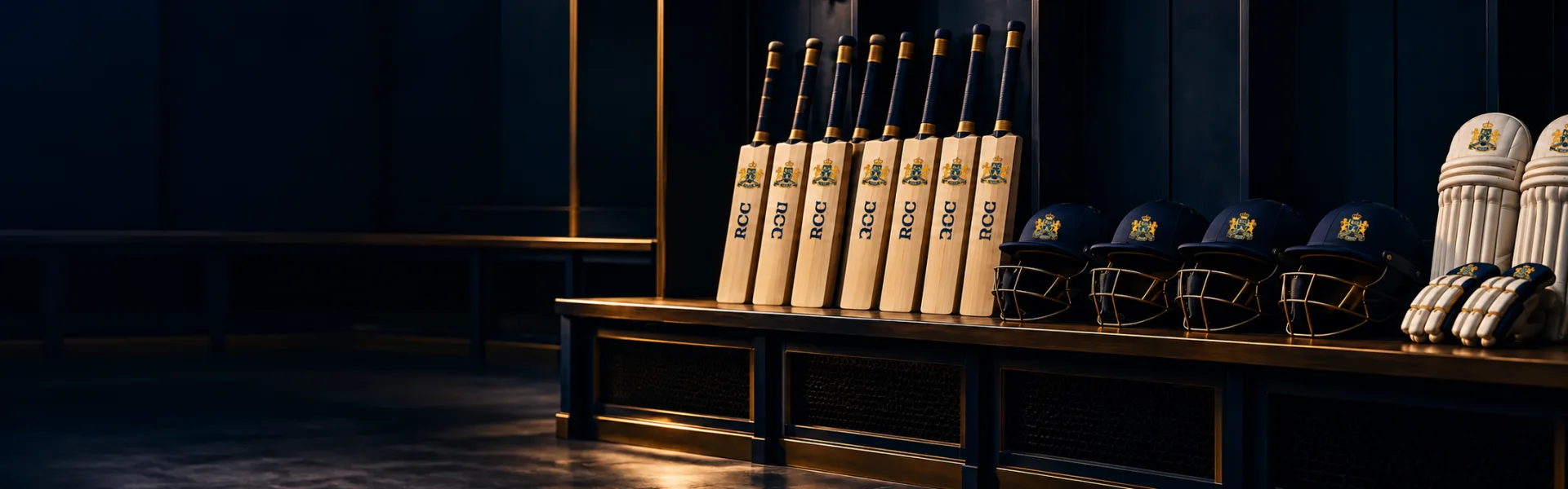 Illustrative RCC-branded cricket equipment